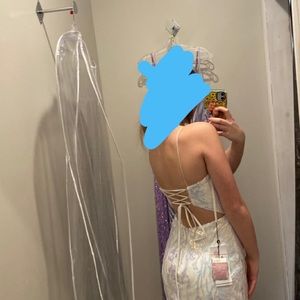 White Iridescent Prom Dress